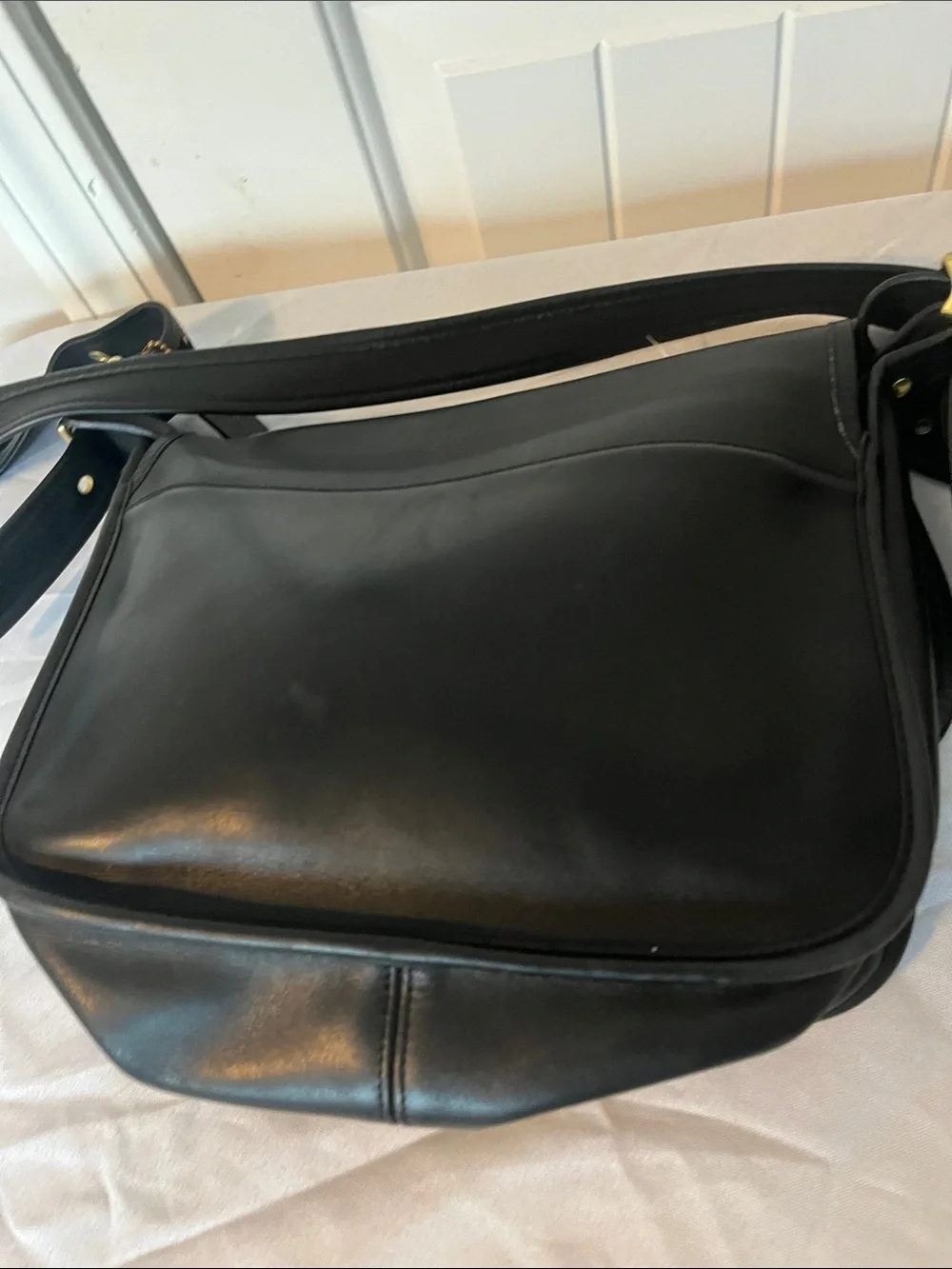 Coach Patricia  Black Leather Messenger Bag - Men's Crossbody